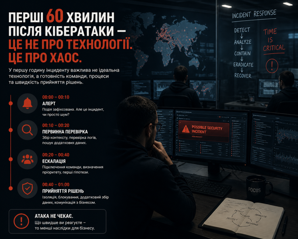 Перші 60 хвилин після кібератаки — це не про технології. Це про хаос.