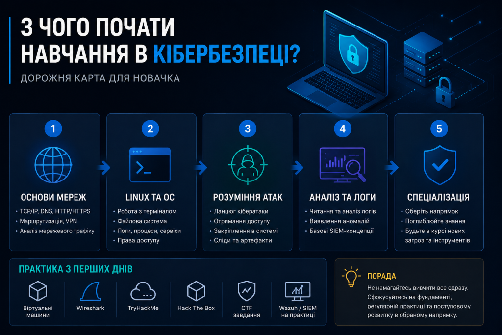 З чого почати навчання в кібербезпеці у 2026 році?